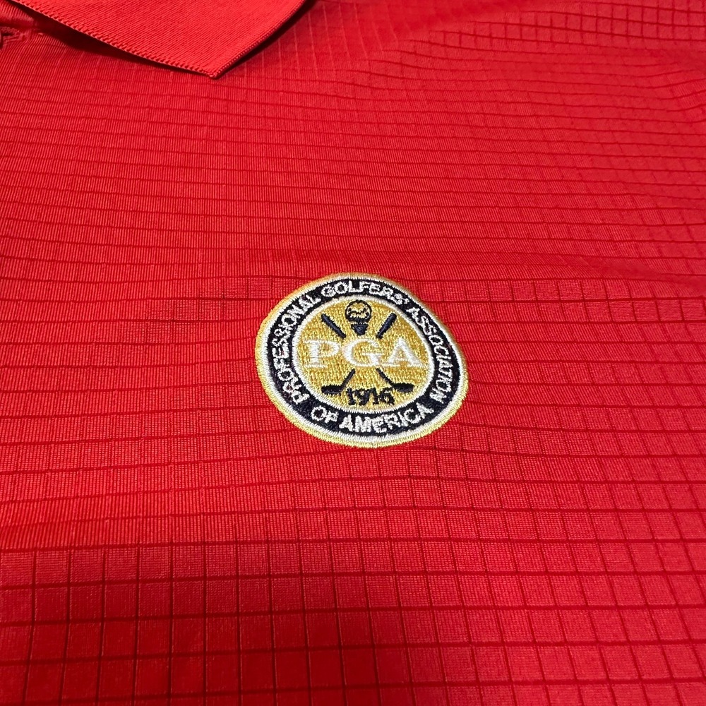 Antigua PGA South Florida Section Red Grid Golf Polo Mens Large Short Sleeve - Picture 2 of 7